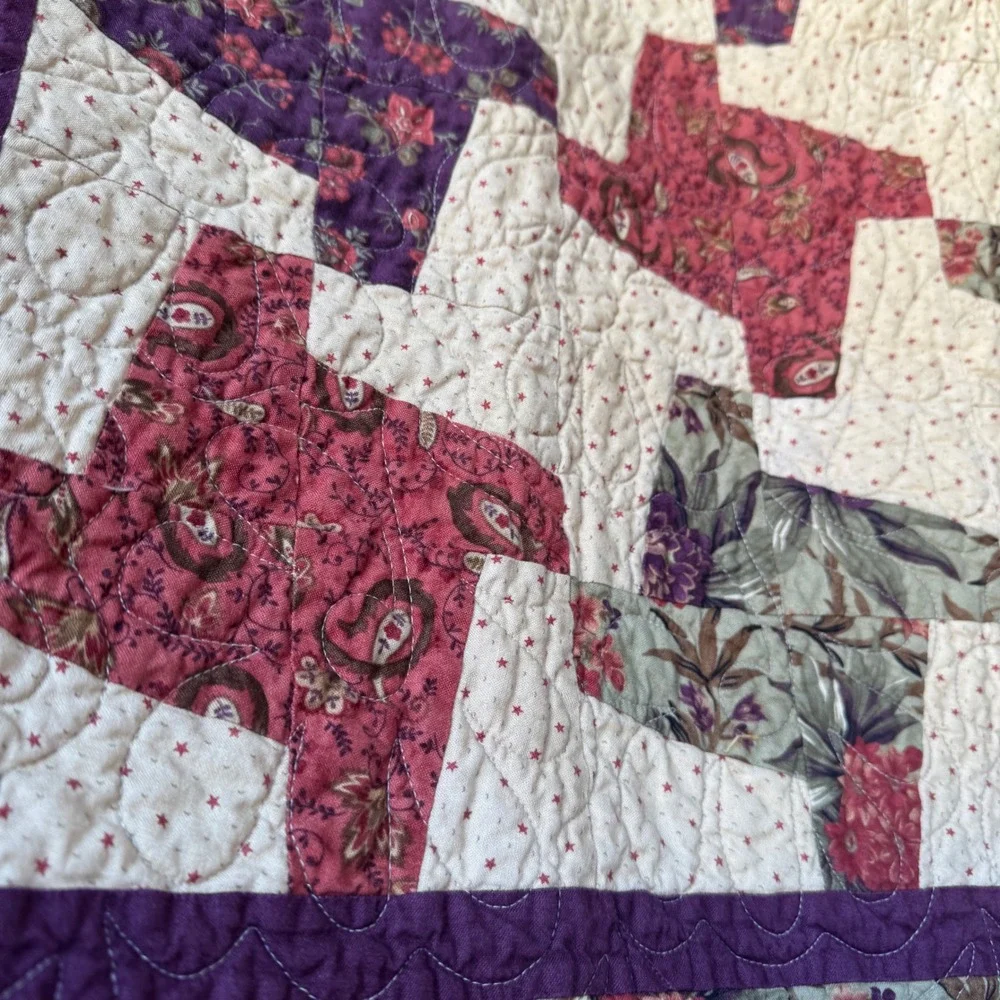 Handmade Patchwork Floral Quilt Blanket 54